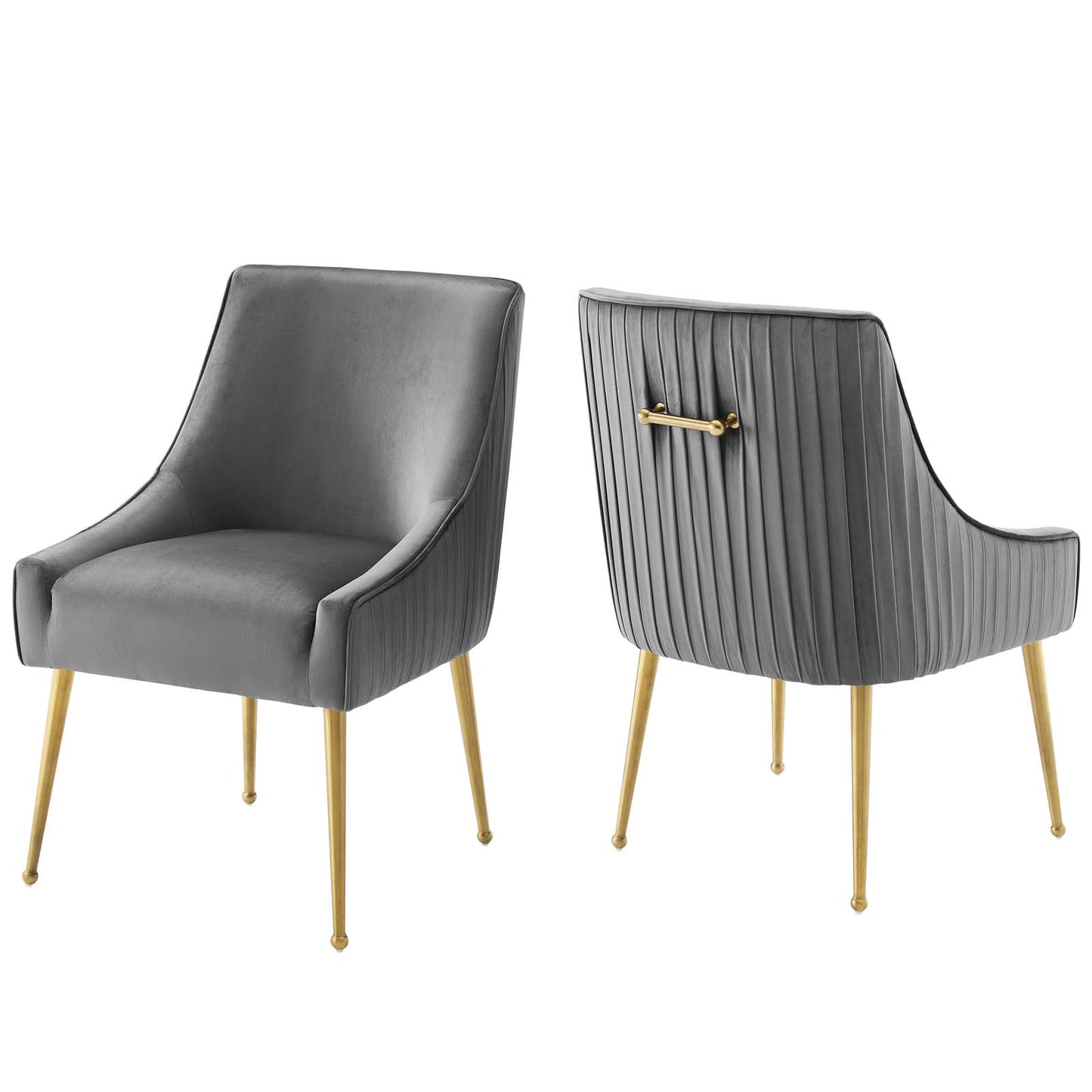 Discern Pleated Back Upholstered Performance Velvet Dining Chair Set of 2 by Modway