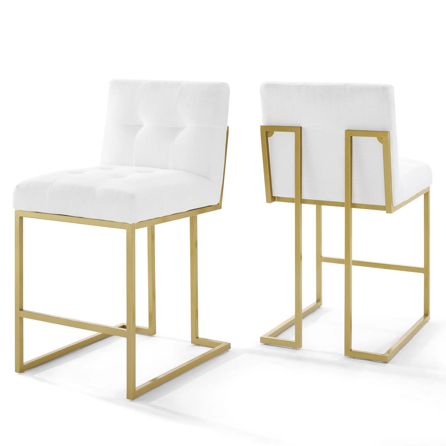 Privy Gold Stainless Steel Upholstered Fabric Counter Stool Set of 2 by Modway