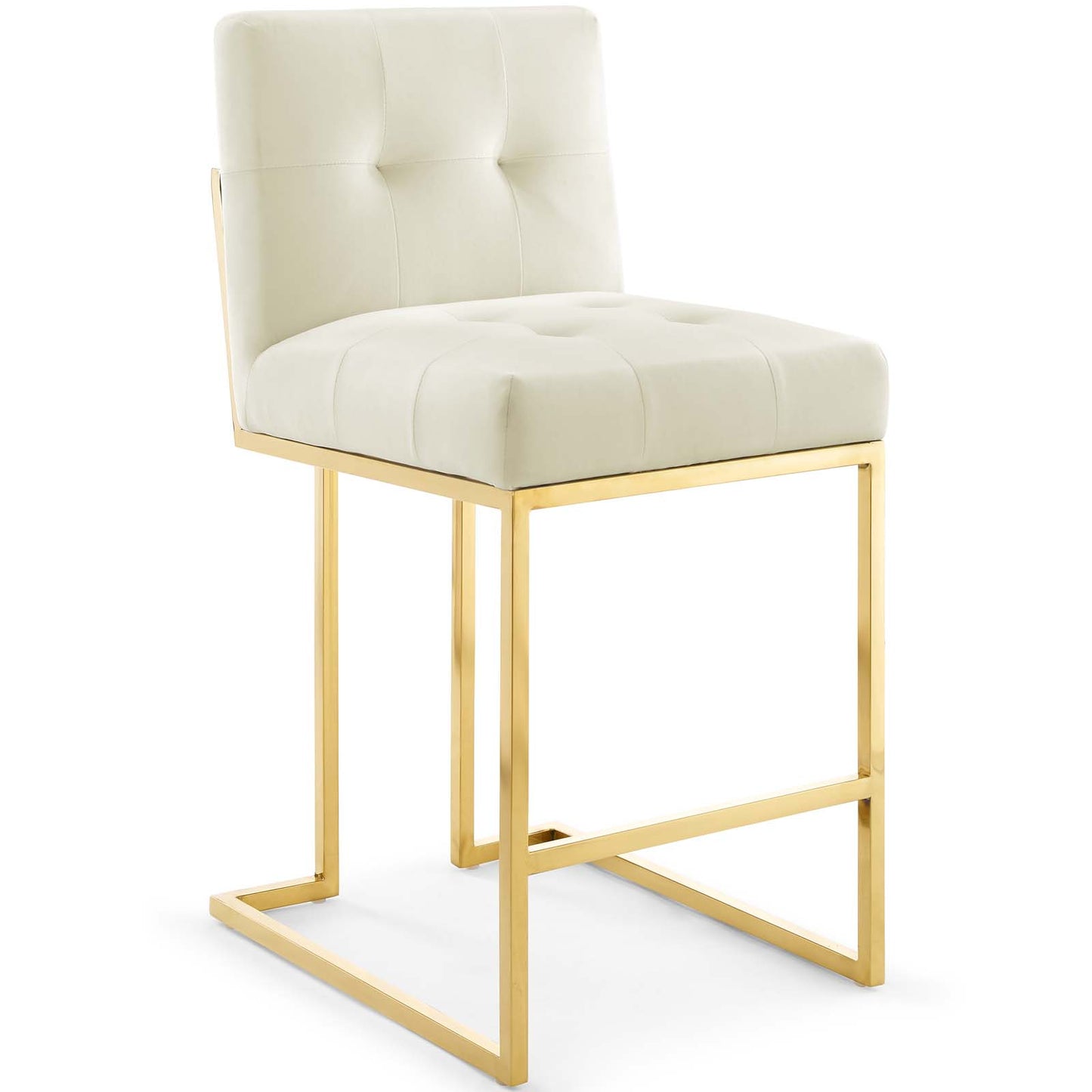 Privy Gold Stainless Steel Performance Velvet Counter Stool Set of 2 by Modway