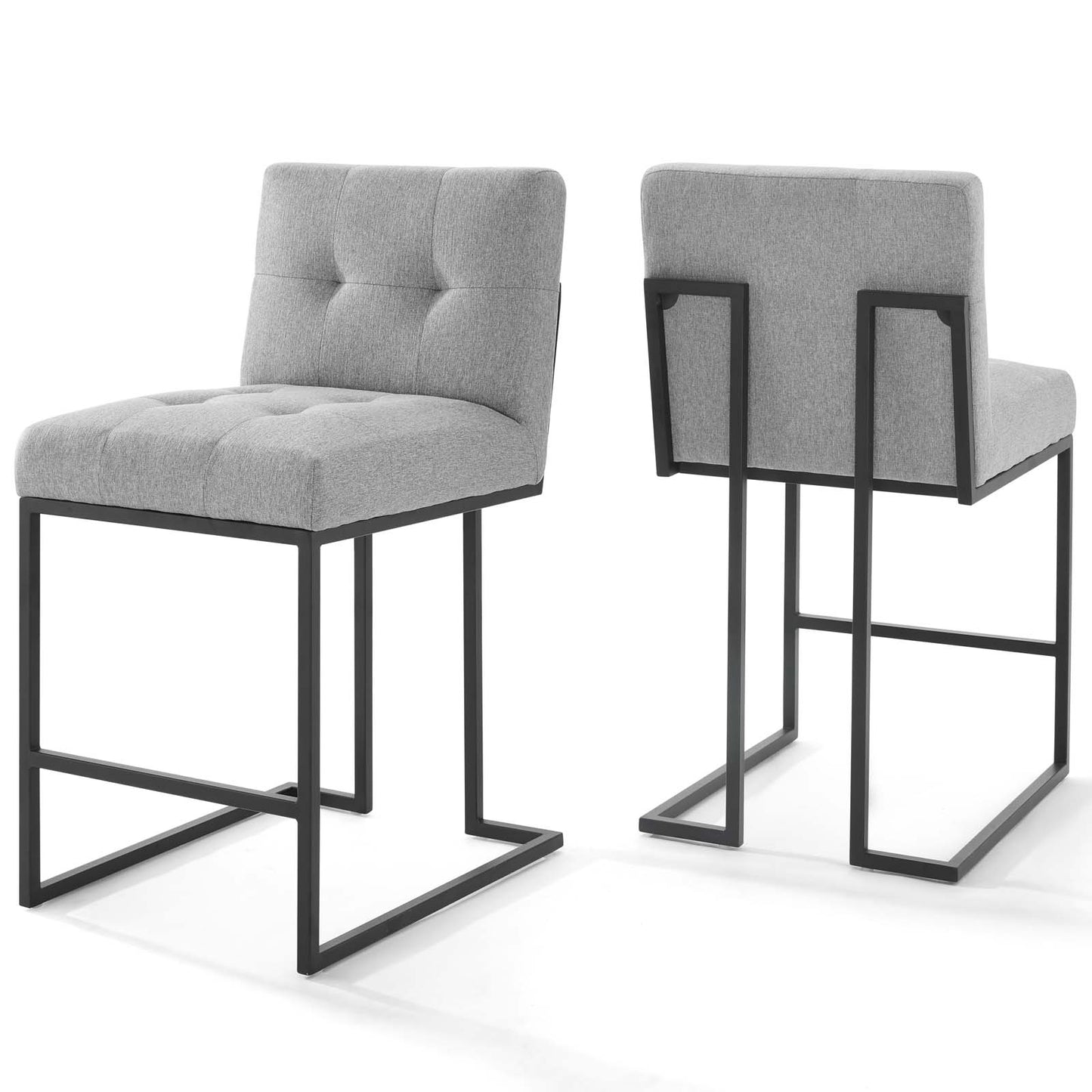 Privy Black Stainless Steel Upholstered Fabric Counter Stool Set of 2 by Modway