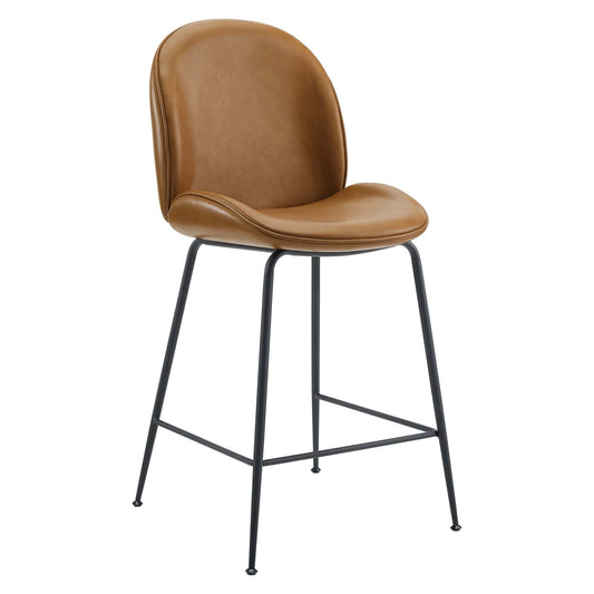 Scoop Black Powder Coated Steel Leg Vegan Leather Counter Stool by Modway