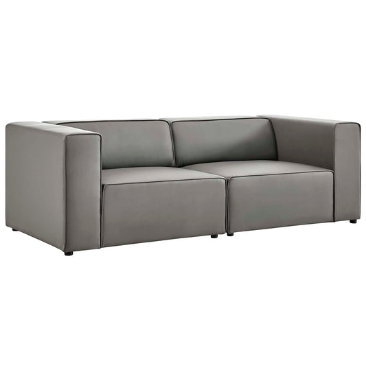 Mingle 2-Piece Vegan Leather Sectional Sofa Loveseat by Modway