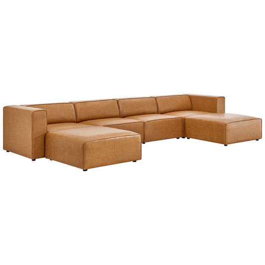 Mingle 4-Piece Vegan Leather Sofa and 2 Ottomans Set by Modway