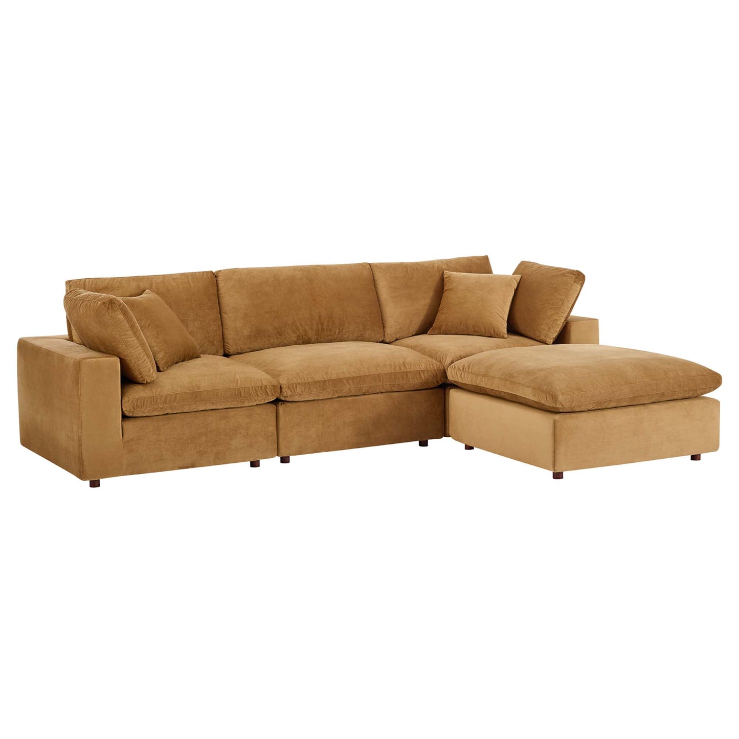 Commix 4-Piece Down Filled Overstuffed Performance Velvet Sectional Sofa by Modway