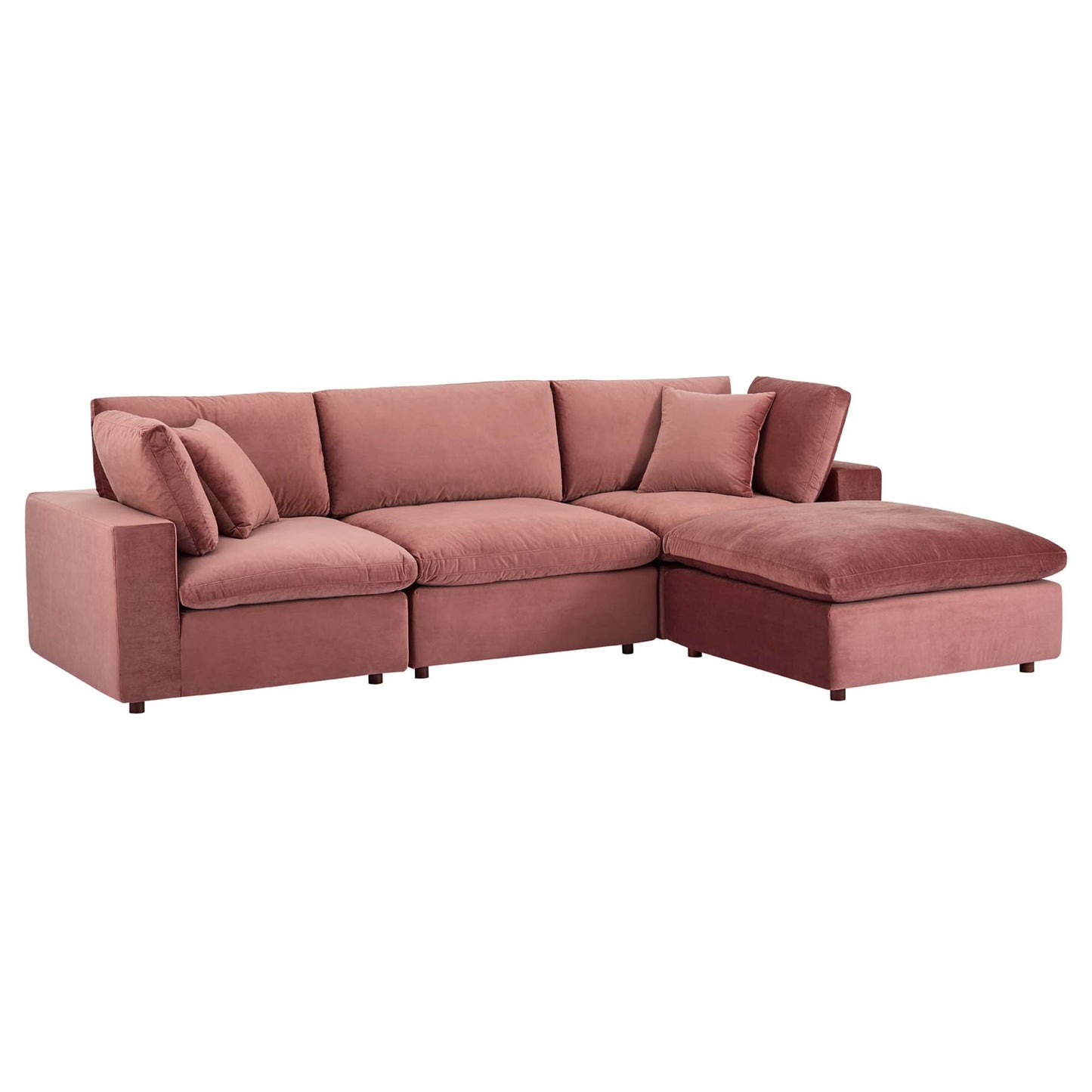 Commix 4-Piece Down Filled Overstuffed Performance Velvet Sectional Sofa by Modway