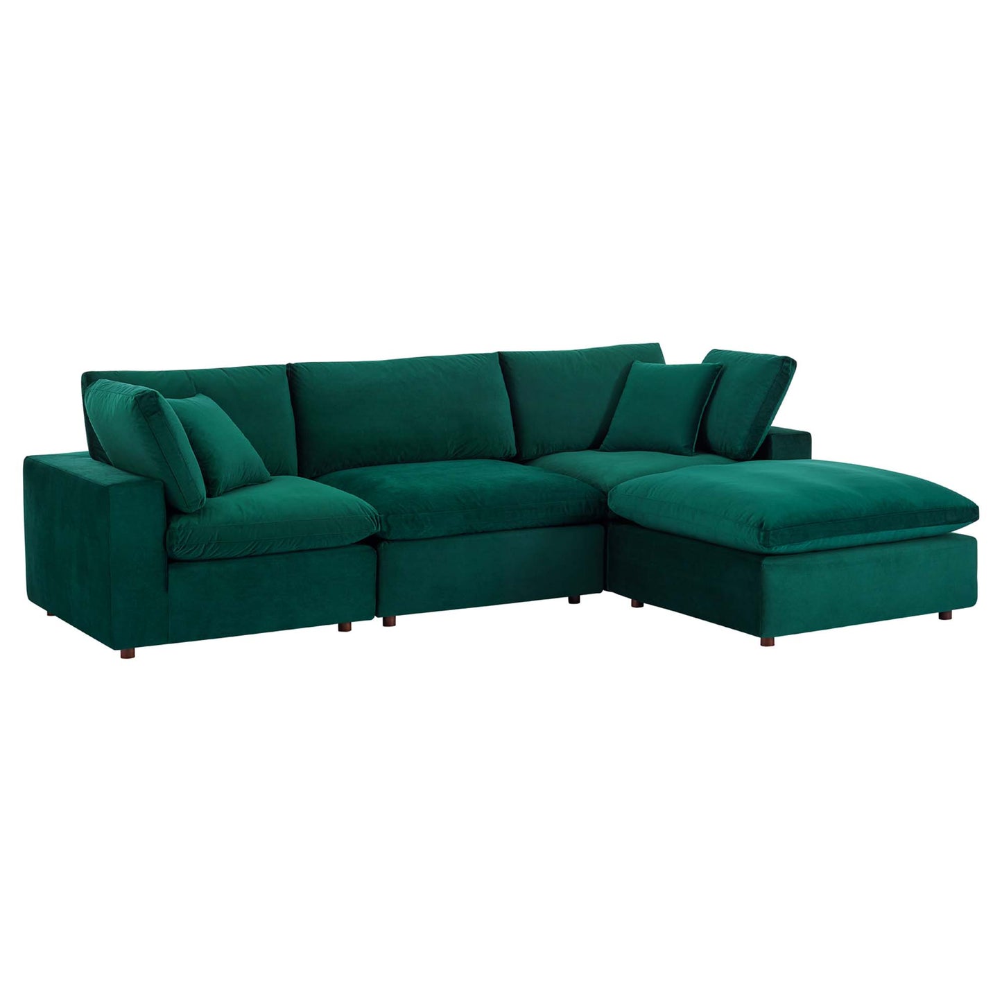 Commix 4-Piece Down Filled Overstuffed Performance Velvet Sectional Sofa by Modway