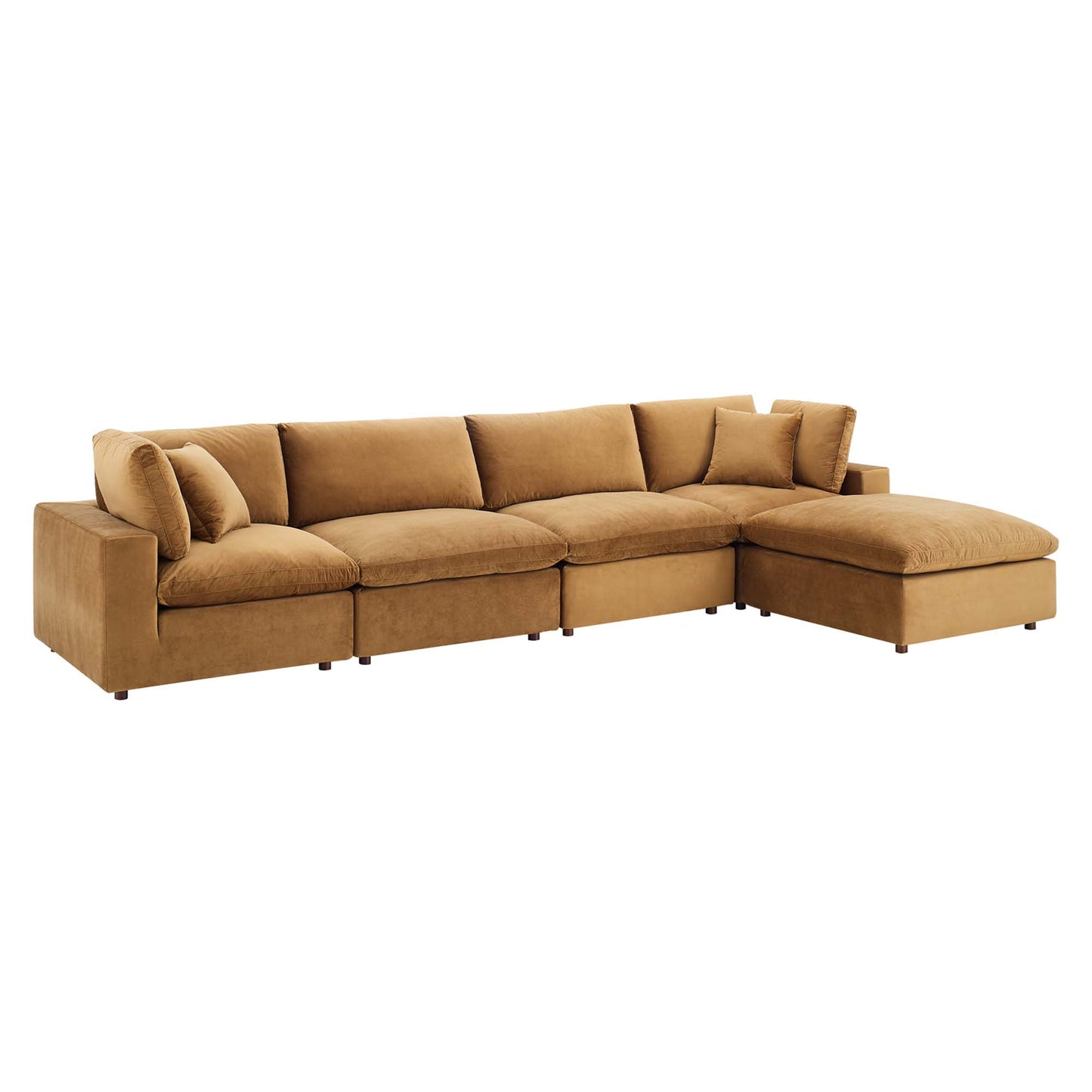 Commix 5-Piece Down Filled Overstuffed Performance Velvet Sectional Sofa by Modway