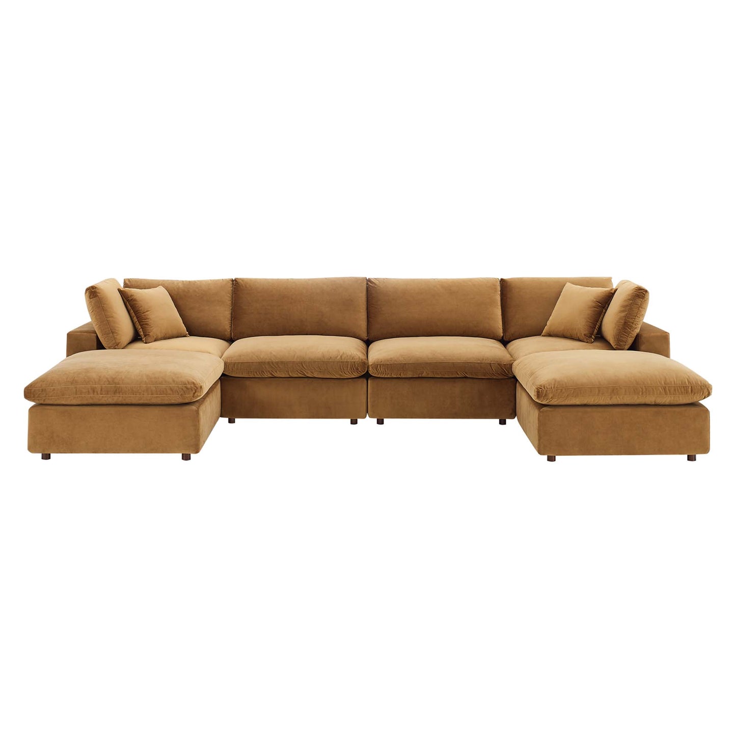 Commix 6-Piece Down Filled Overstuffed Performance Velvet Sectional Sofa by Modway