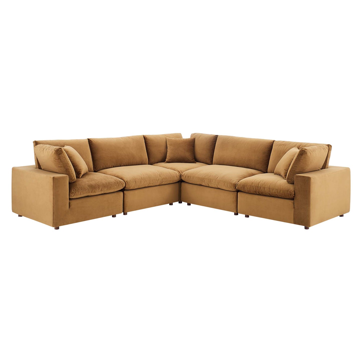 Commix 5-Piece Down Filled Overstuffed Performance Velvet Sectional Sofa by Modway