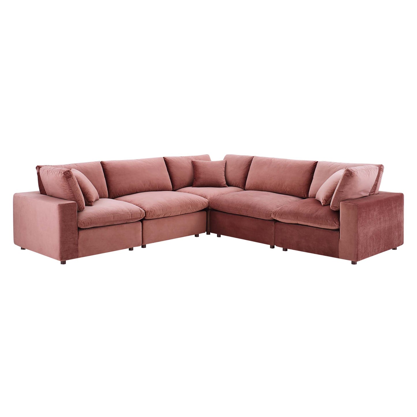 Commix 5-Piece Down Filled Overstuffed Performance Velvet Sectional Sofa by Modway