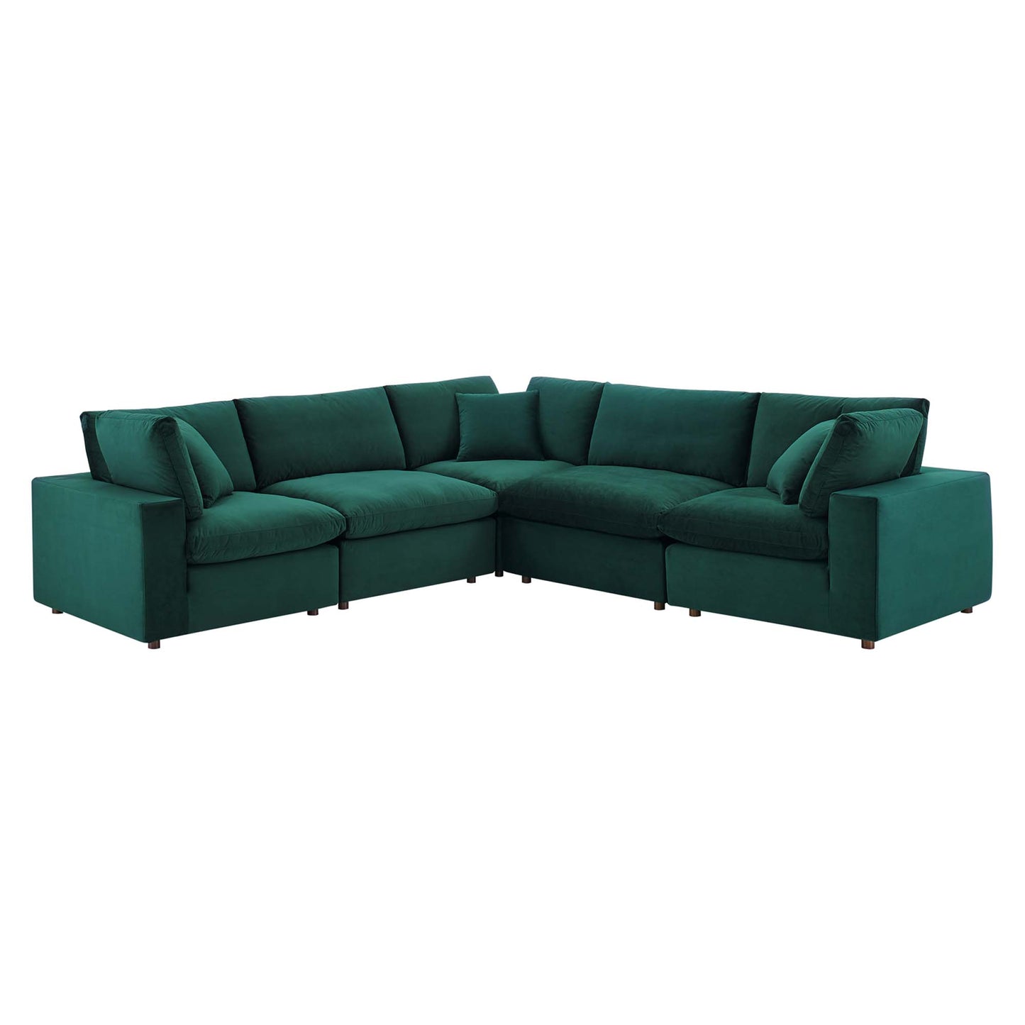 Commix 5-Piece Down Filled Overstuffed Performance Velvet Sectional Sofa by Modway