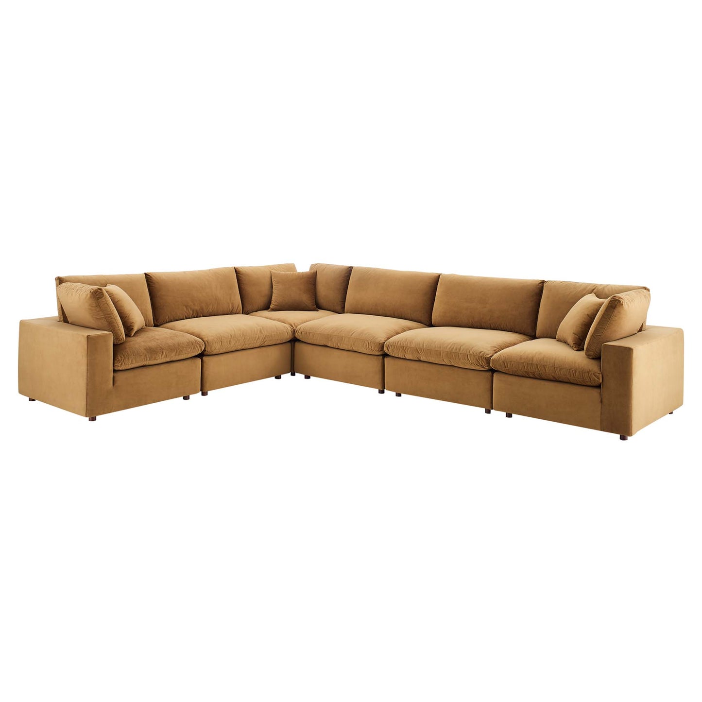 Commix 6-Piece Down Filled Overstuffed Performance Velvet Sectional Sofa by Modway