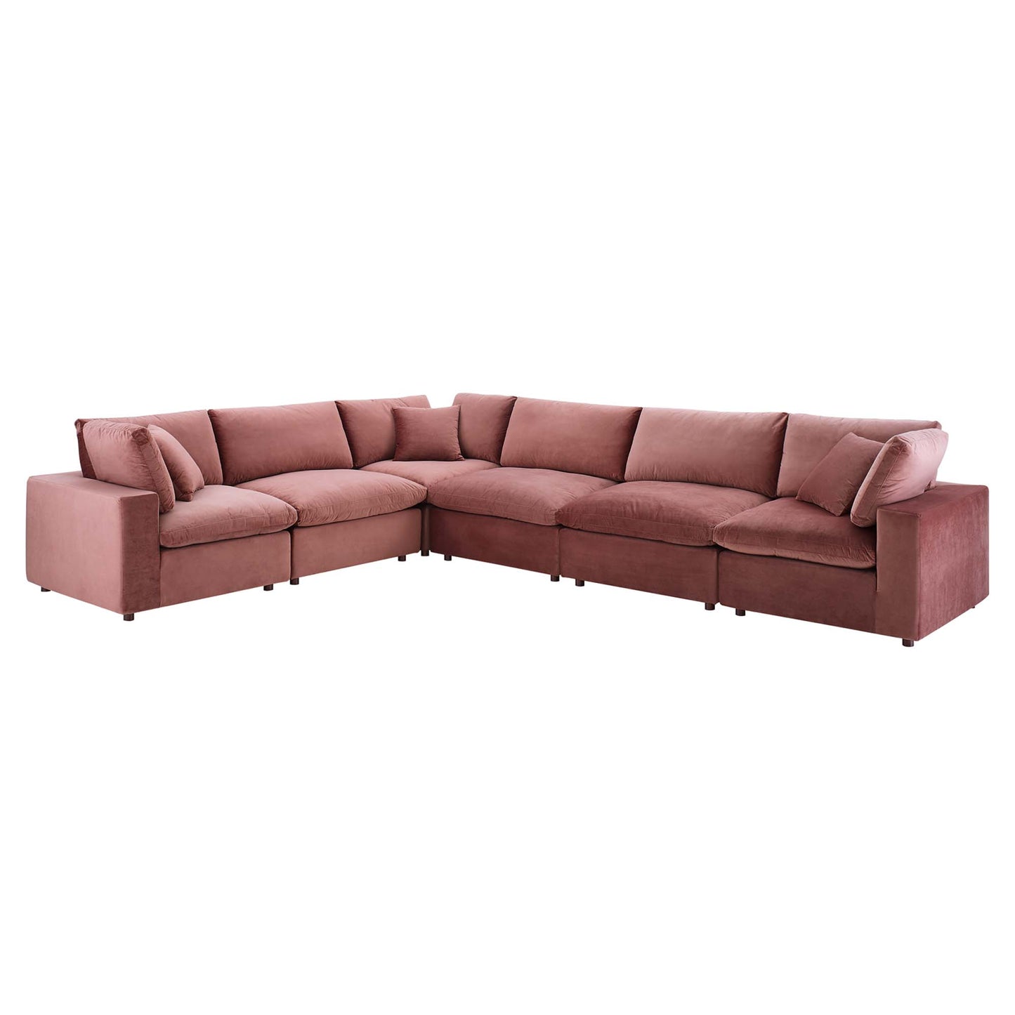 Commix 6-Piece Down Filled Overstuffed Performance Velvet Sectional Sofa by Modway