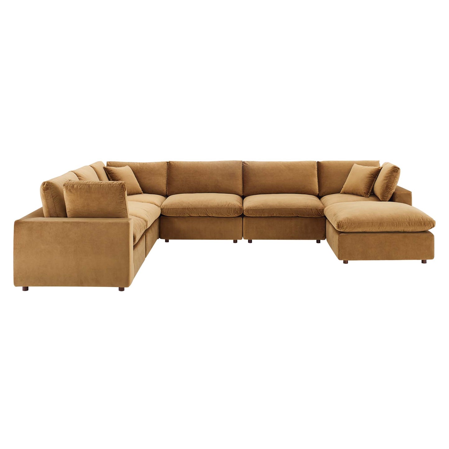 Commix 7-Piece Down Filled Overstuffed Performance Velvet Sectional Sofa by Modway