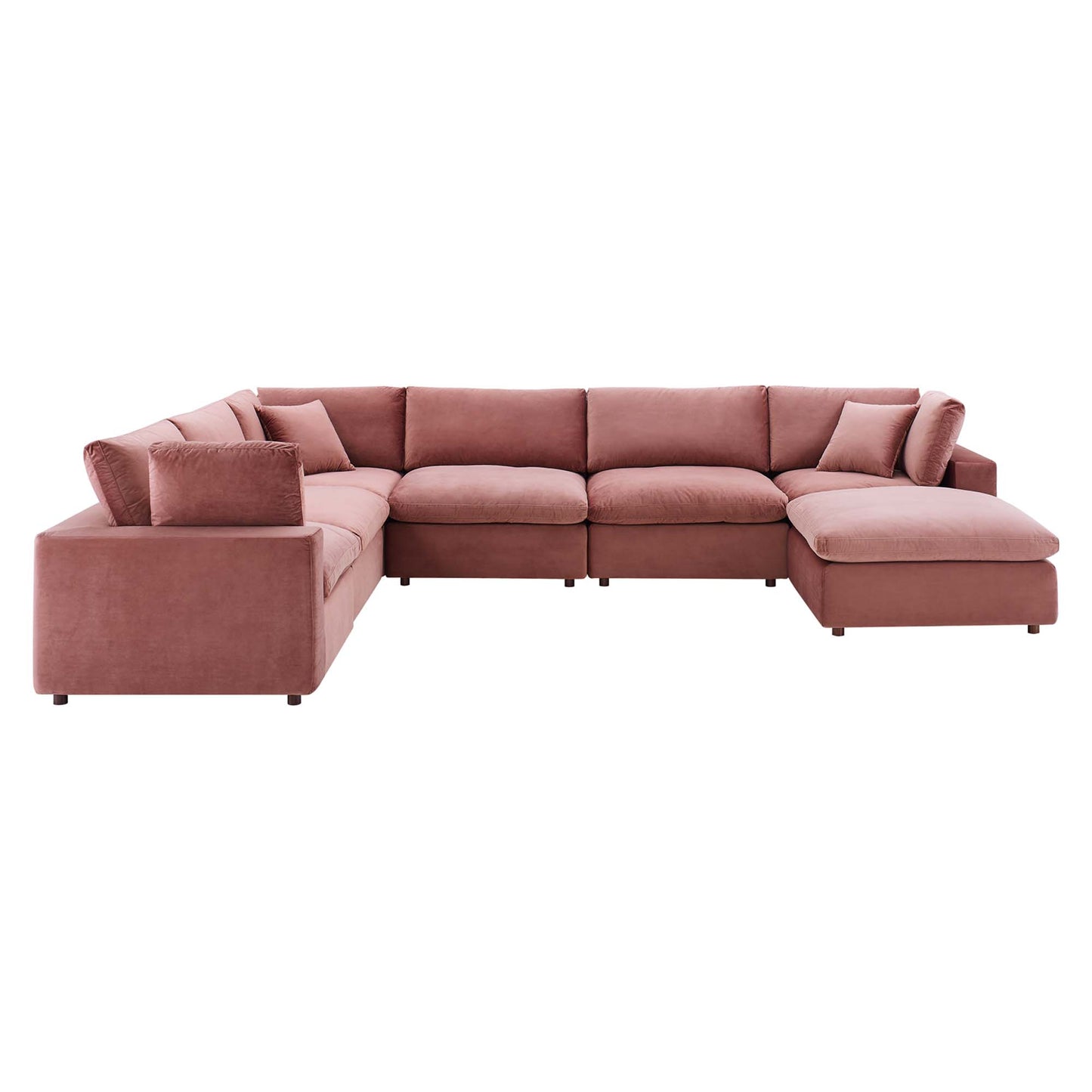 Commix 7-Piece Down Filled Overstuffed Performance Velvet Sectional Sofa by Modway