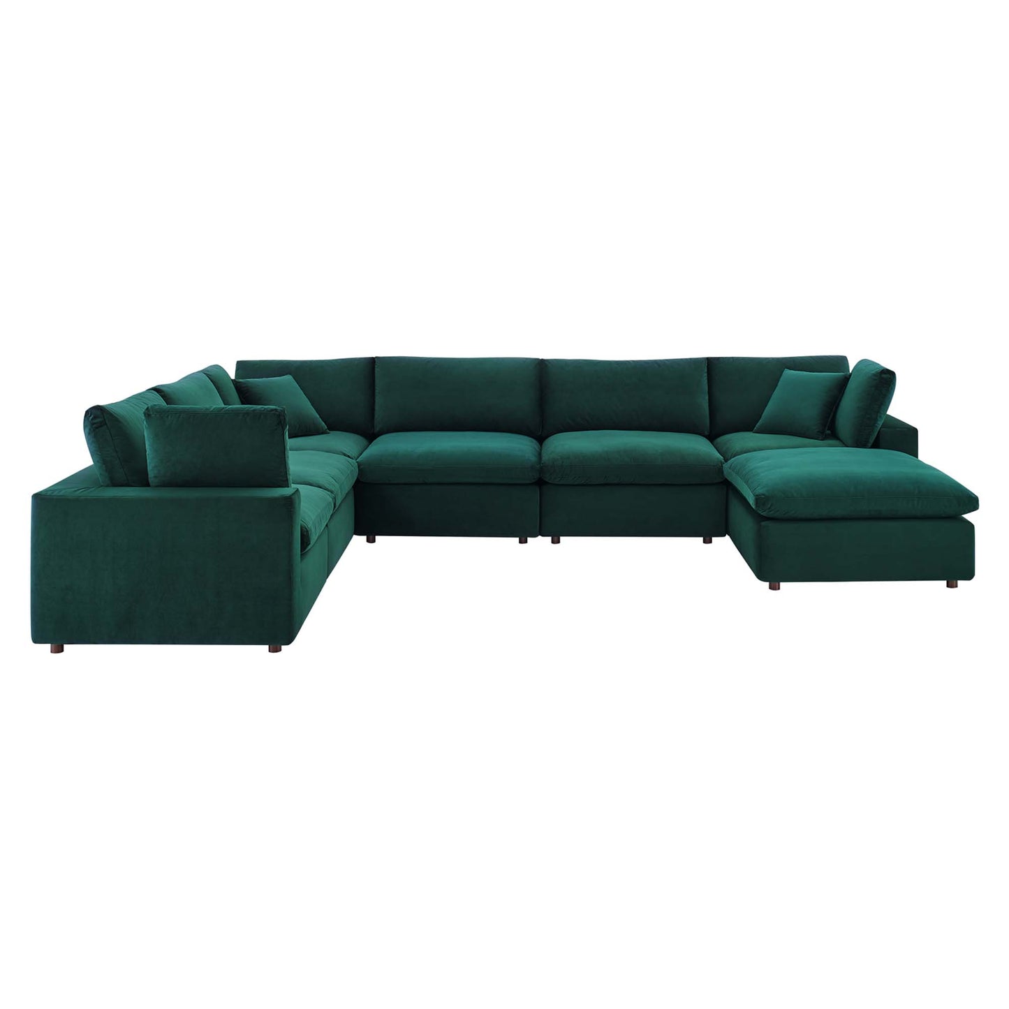 Commix 7-Piece Down Filled Overstuffed Performance Velvet Sectional Sofa by Modway