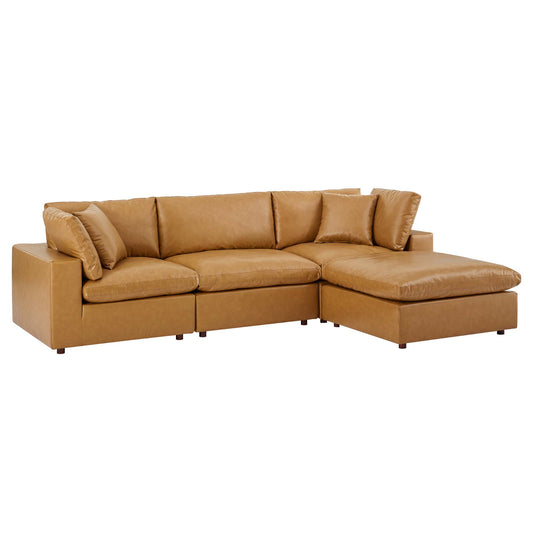 Commix 4-Piece Down Filled Overstuffed Vegan Leather Sectional Sofa by Modway