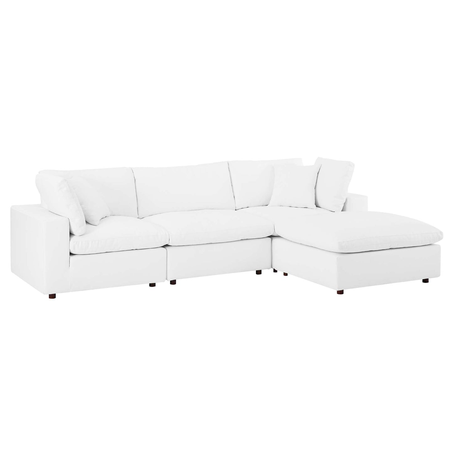 Commix 4-Piece Down Filled Overstuffed Vegan Leather Sectional Sofa by Modway