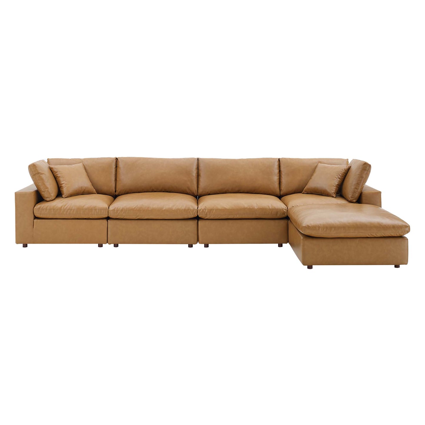 Commix 5-Piece Down Filled Overstuffed Vegan Leather Sectional Sofa by Modway