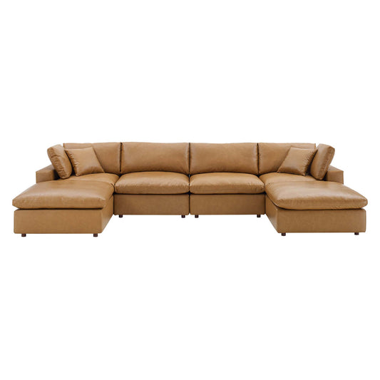 Commix 6-Piece Down Filled Overstuffed Vegan Leather Sectional Sofa by Modway