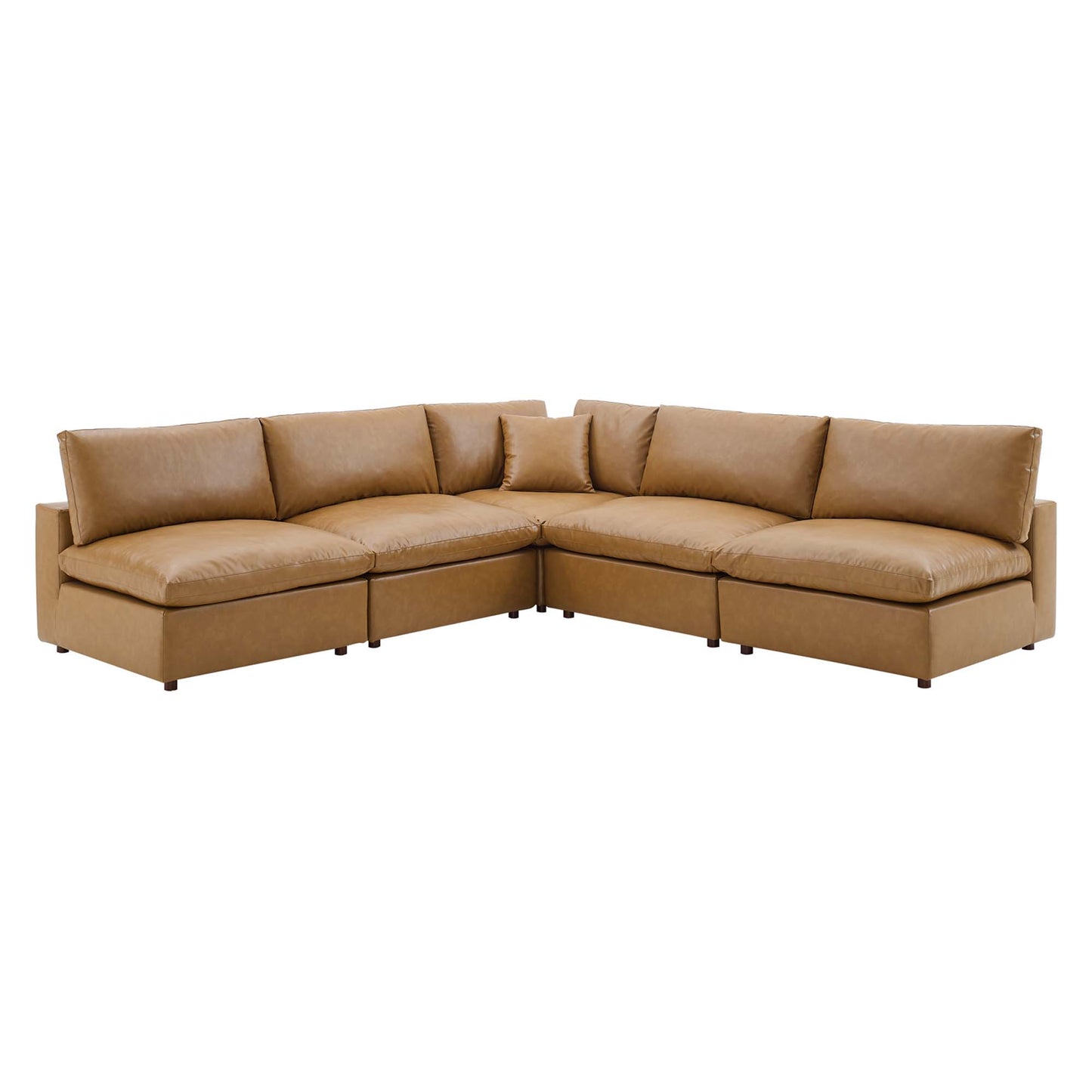 Commix 5-Piece Down Filled Overstuffed Vegan Leather Sectional Sofa by Modway