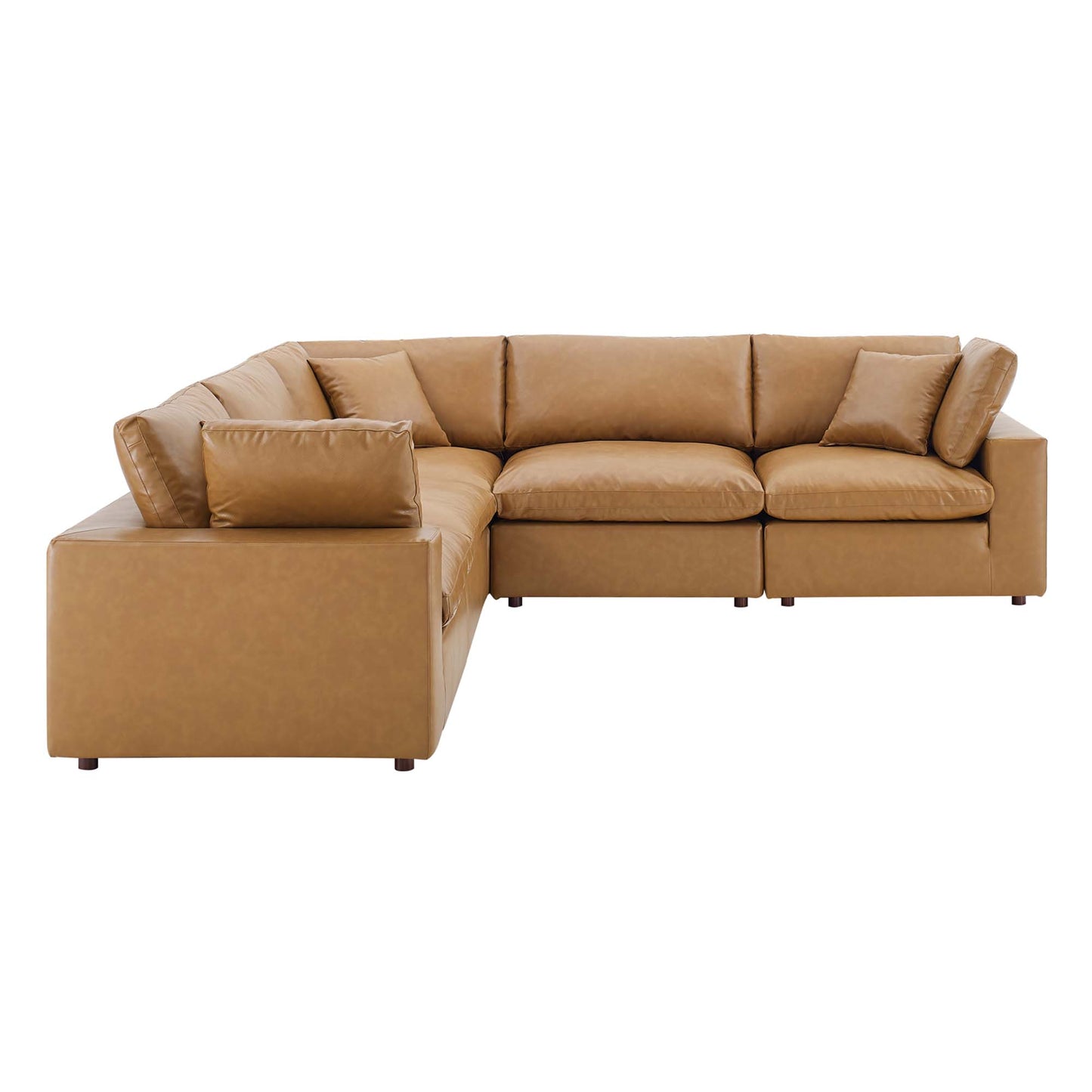 Commix 5-Piece Down Filled Overstuffed Vegan Leather Sectional Sofa by Modway