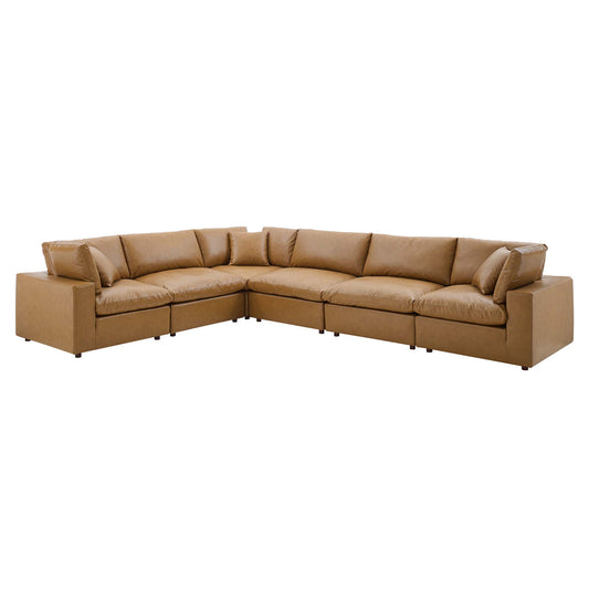 Commix 6-Piece Down Filled Overstuffed Vegan Leather Sectional Sofa by Modway