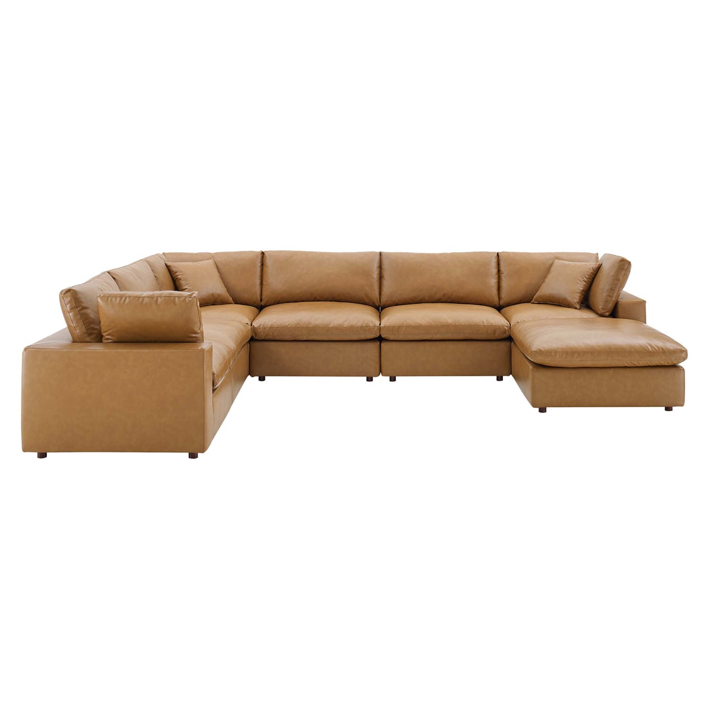 Commix 7-Piece Down Filled Overstuffed Vegan Leather Sectional Sofa by Modway