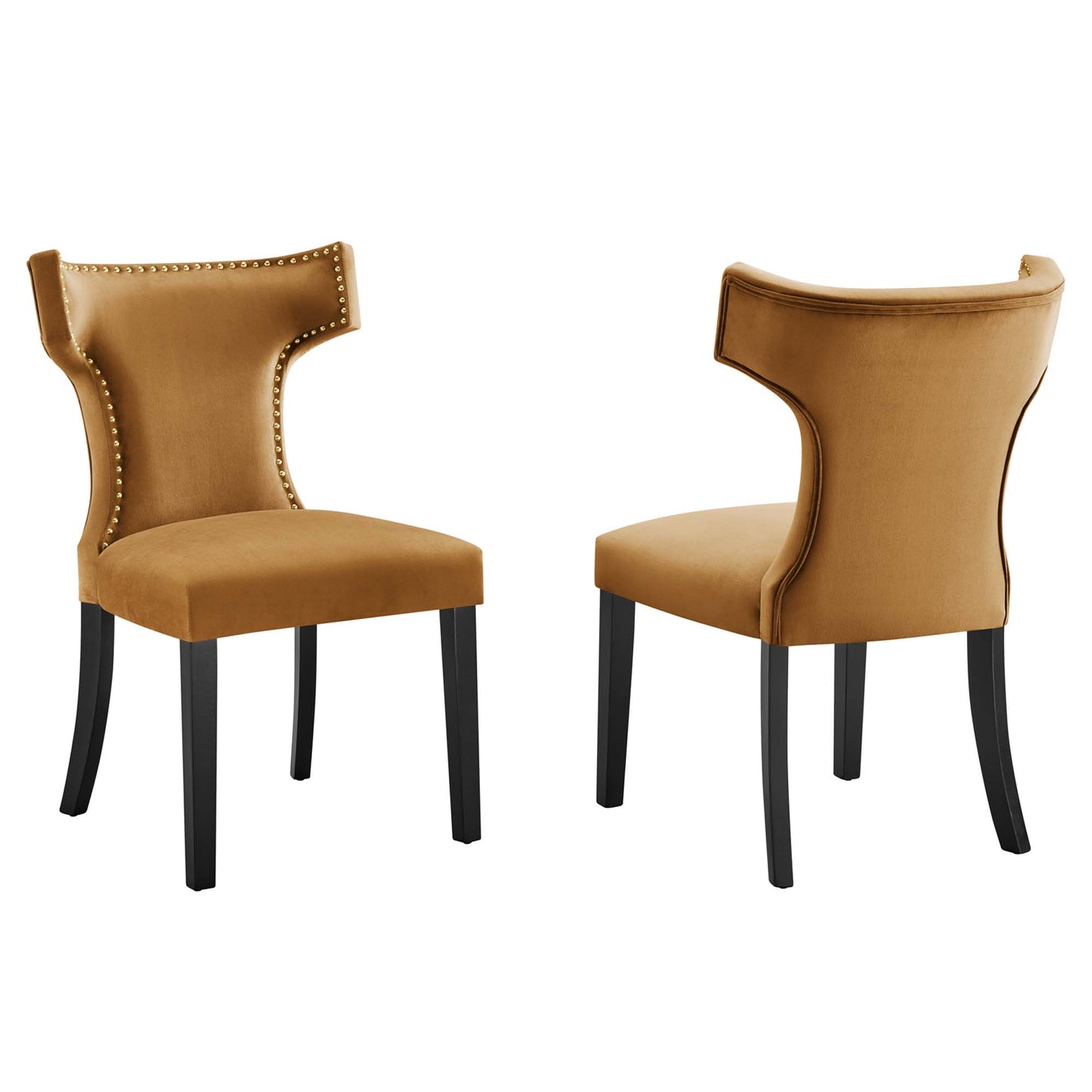 Curve Performance Velvet Dining Chairs Set of 2 by Modway