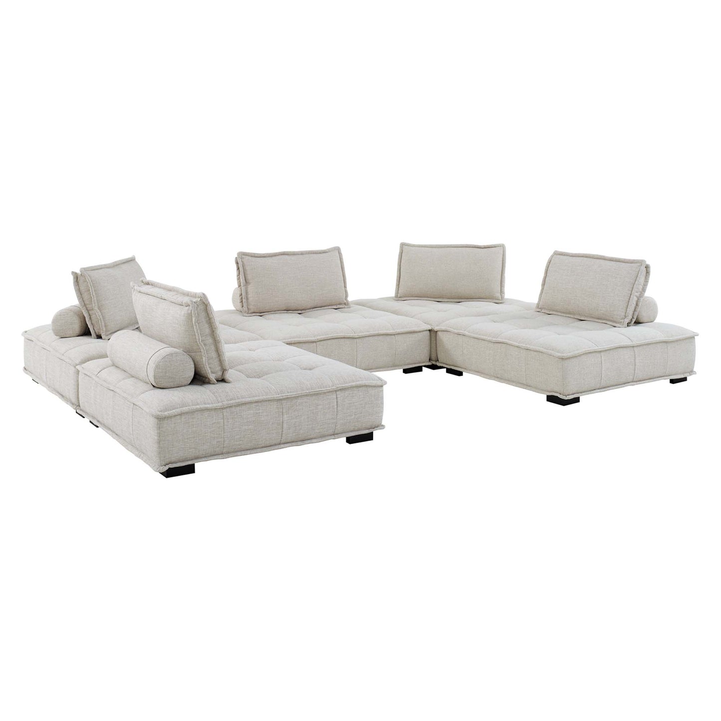 Saunter 5-Piece Tufted Fabric Fabric Sectional Sofa by Modway