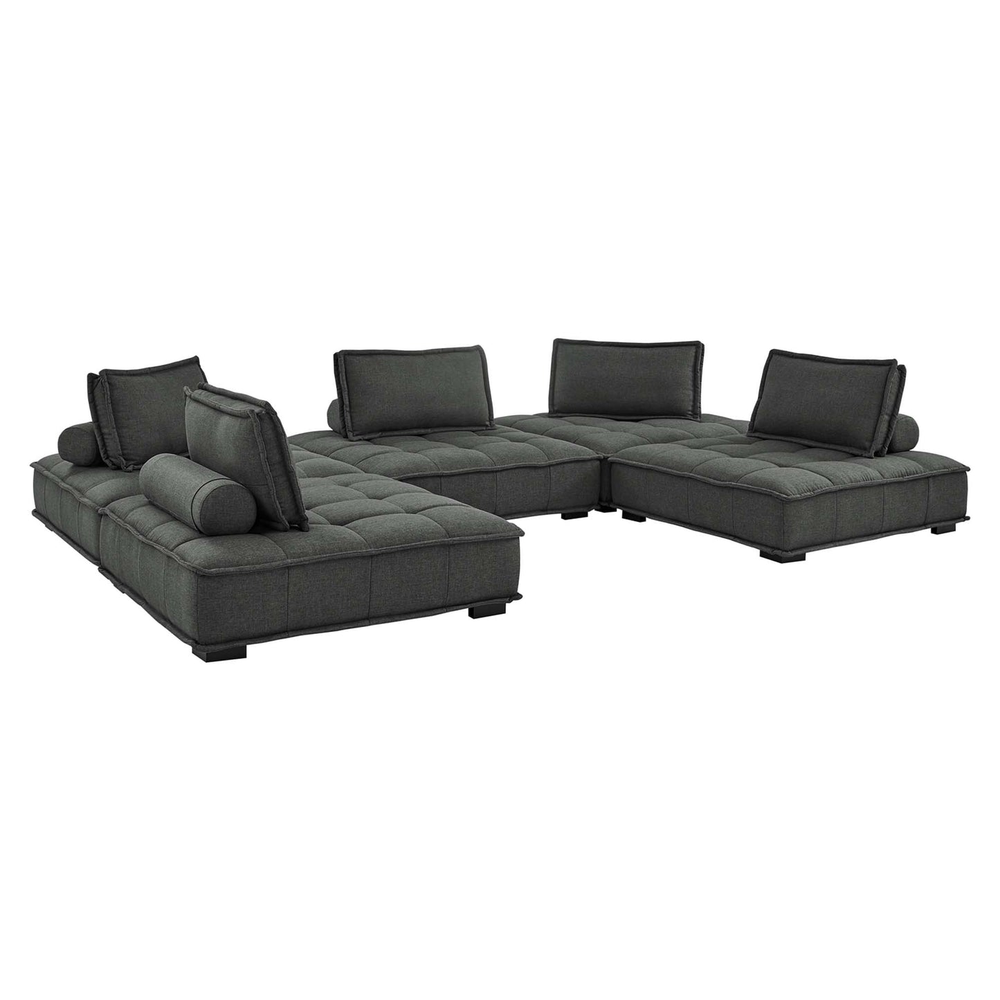 Saunter 5-Piece Tufted Fabric Fabric Sectional Sofa by Modway