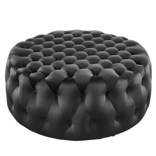 Amour Tufted Button Large Round Performance Velvet Ottoman by Modway