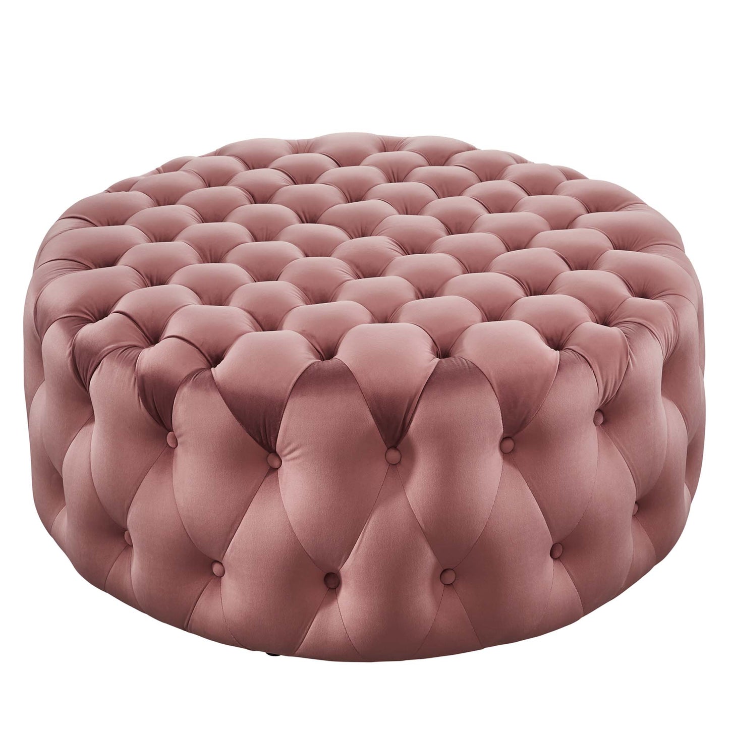 Amour Tufted Button Large Round Performance Velvet Ottoman by Modway