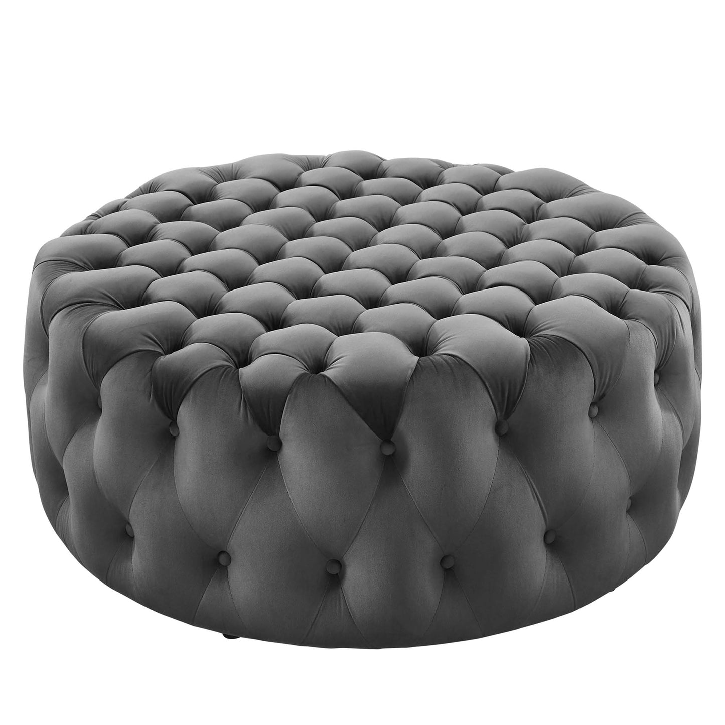 Amour Tufted Button Large Round Performance Velvet Ottoman by Modway