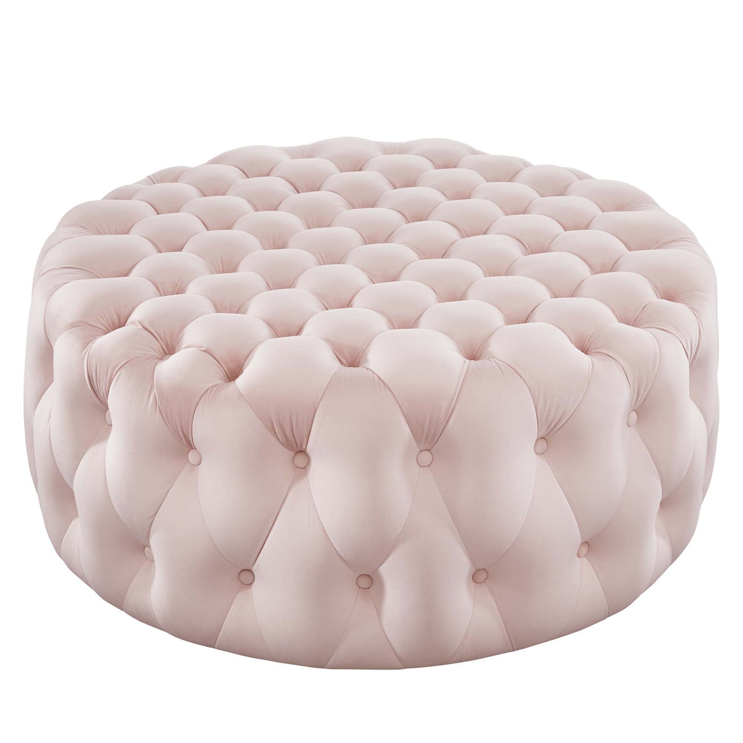 Amour Tufted Button Large Round Performance Velvet Ottoman by Modway