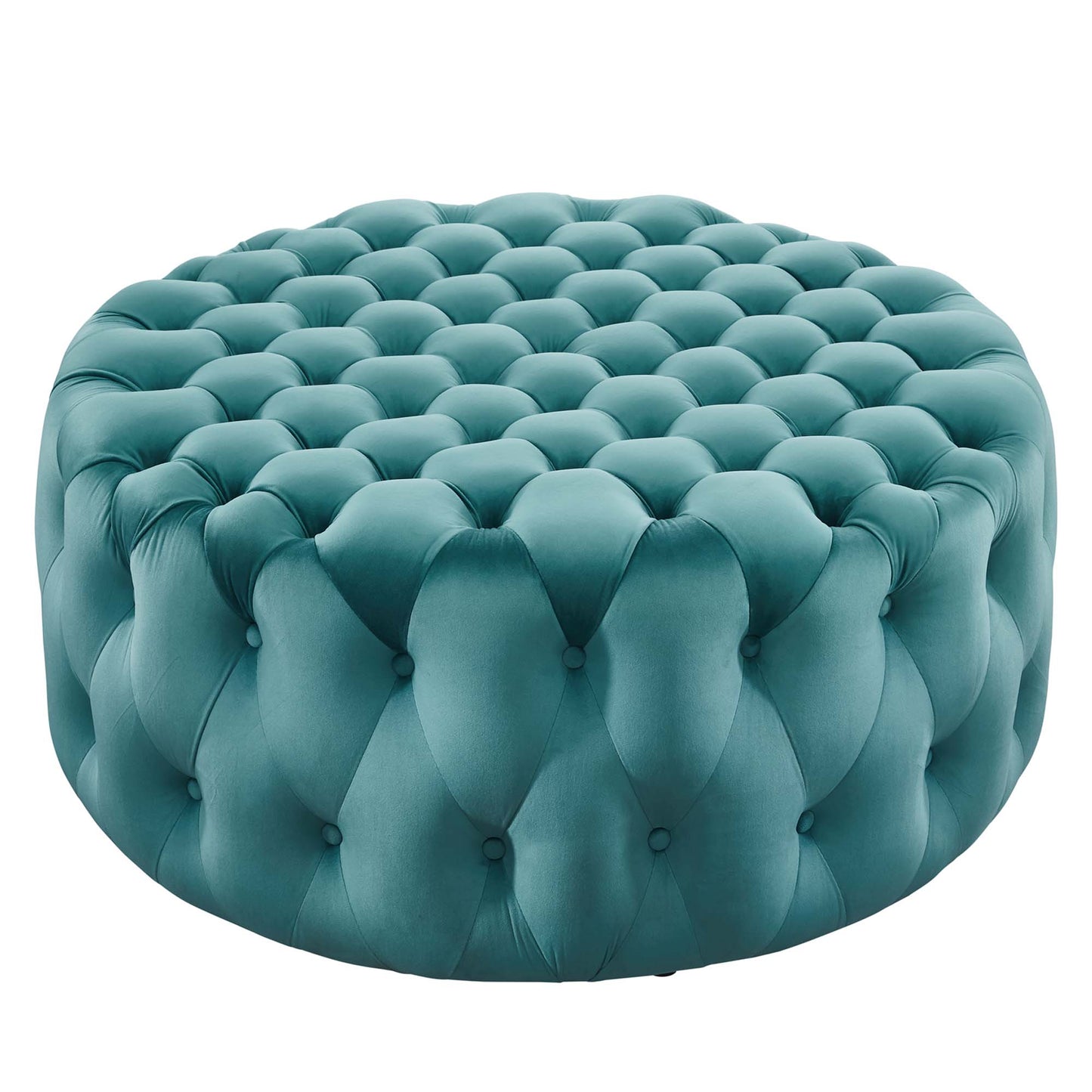 Amour Tufted Button Large Round Performance Velvet Ottoman by Modway