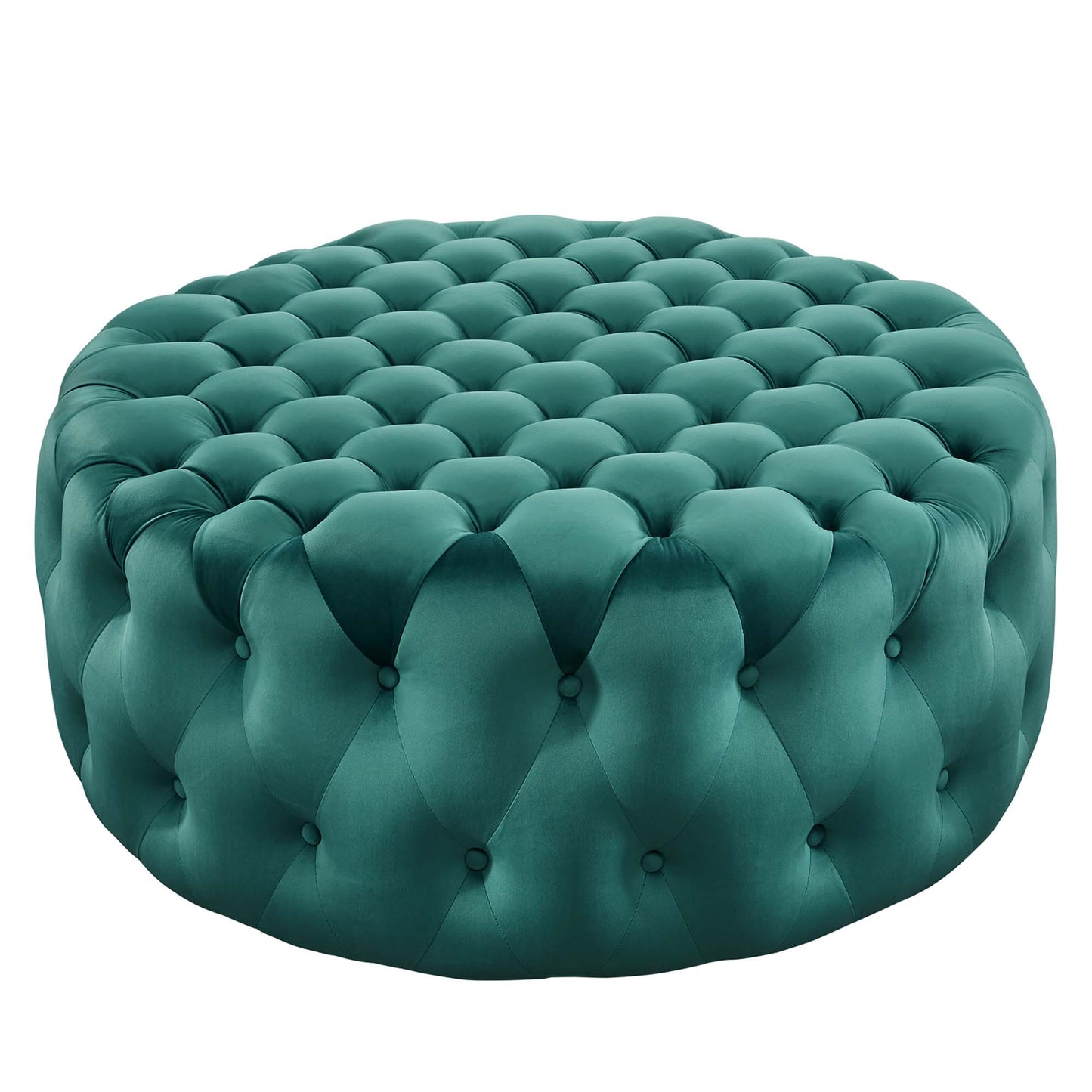 Amour Tufted Button Large Round Performance Velvet Ottoman by Modway