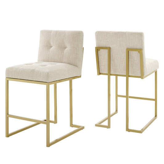 Privy Upholstered Fabric Counter Stool Set of 2 by Modway