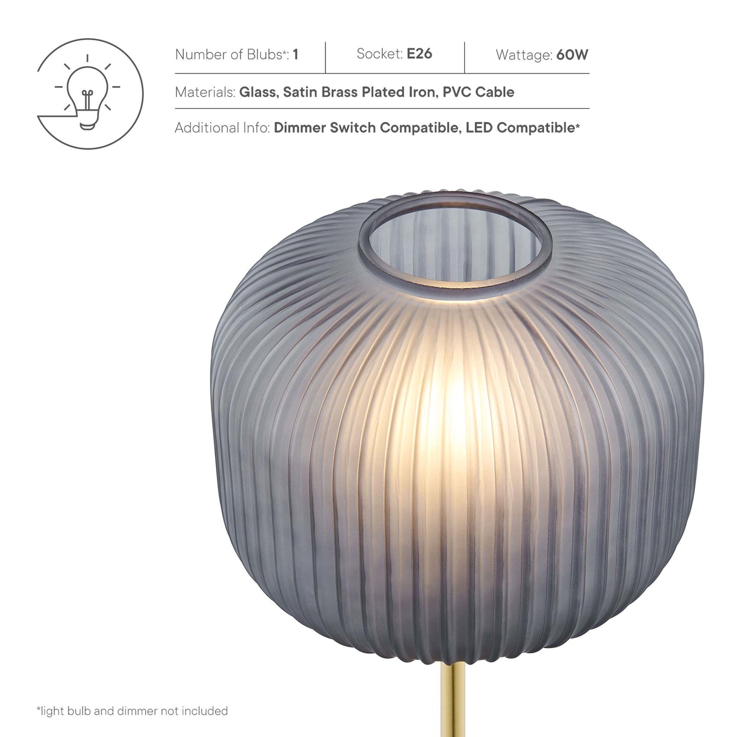 Reprise Glass Sphere Glass and Metal Table Lamp by Modway