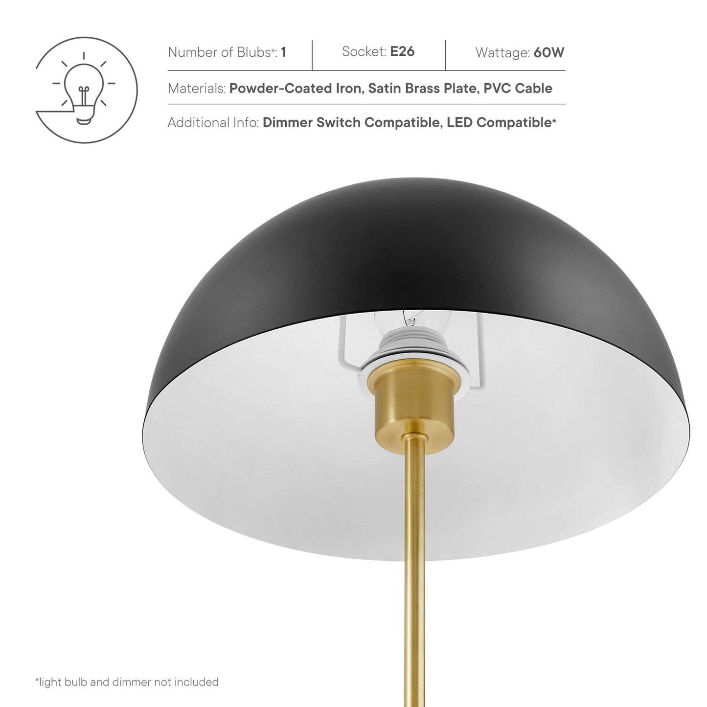 Ideal Metal Table Lamp by Modway