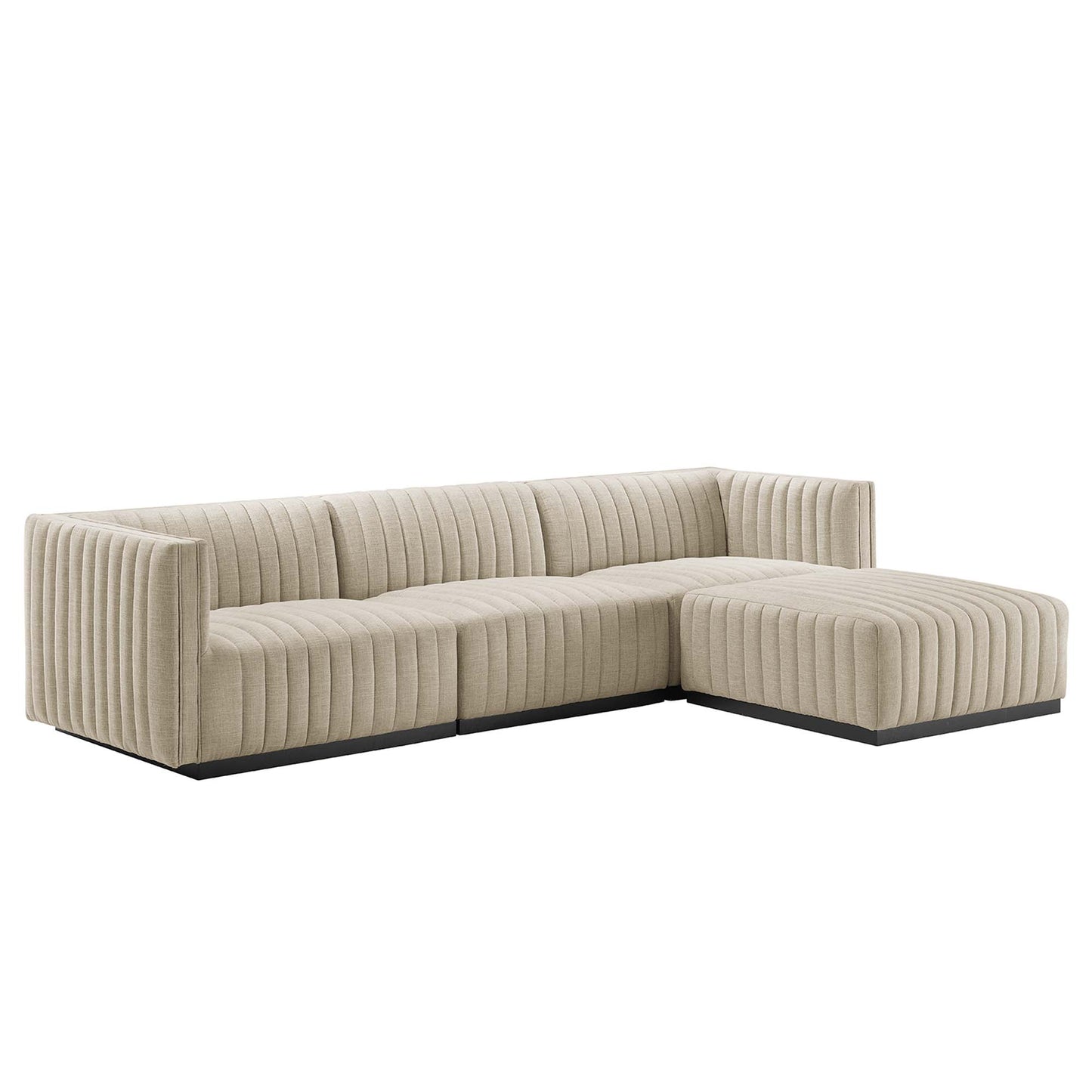 Conjure 4-Piece Channel Tufted Upholstered Fabric Sectional Sofa by Modway