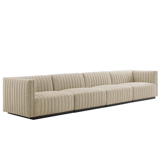 Conjure 4-Piece Channel Tufted Upholstered Fabric Sofa by Modway