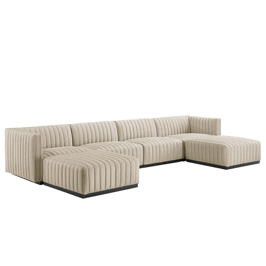 Conjure 6-Piece Channel Tufted Upholstered Fabric Sectional Sofa by Modway