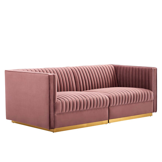 Sanguine Channel Tufted Performance Velvet Modular Sectional Sofa Loveseat by Modway