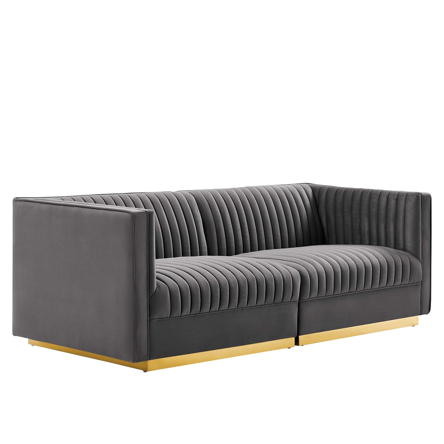 Sanguine Channel Tufted Performance Velvet Modular Sectional Sofa Loveseat by Modway