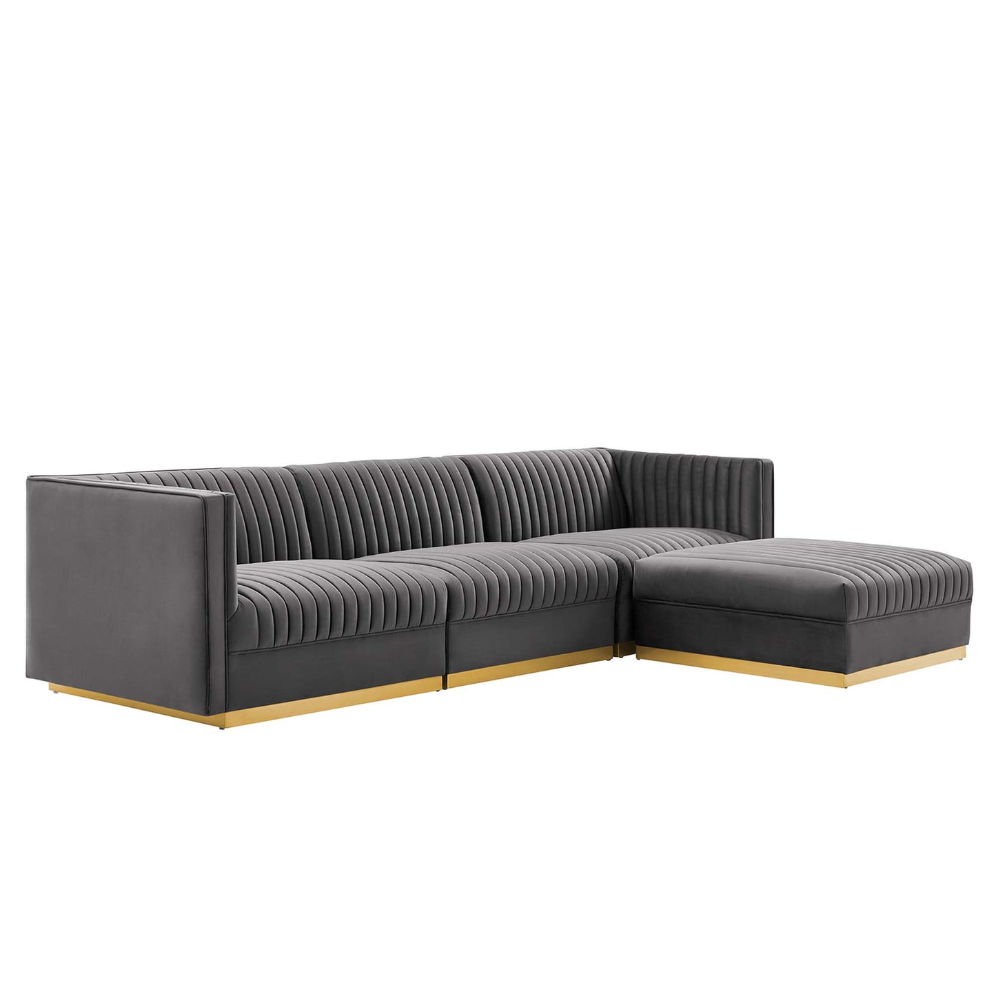 Sanguine 4-Piece Channel Tufted Performance Velvet Modular Sectional Sofa by Modway