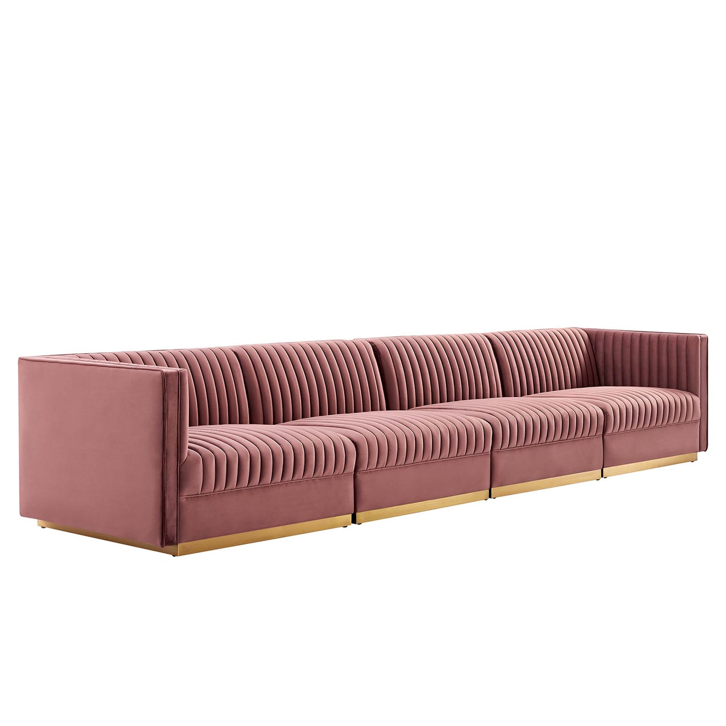 Sanguine Channel Tufted Performance Velvet 4-Seat Modular Sectional Sofa by Modway