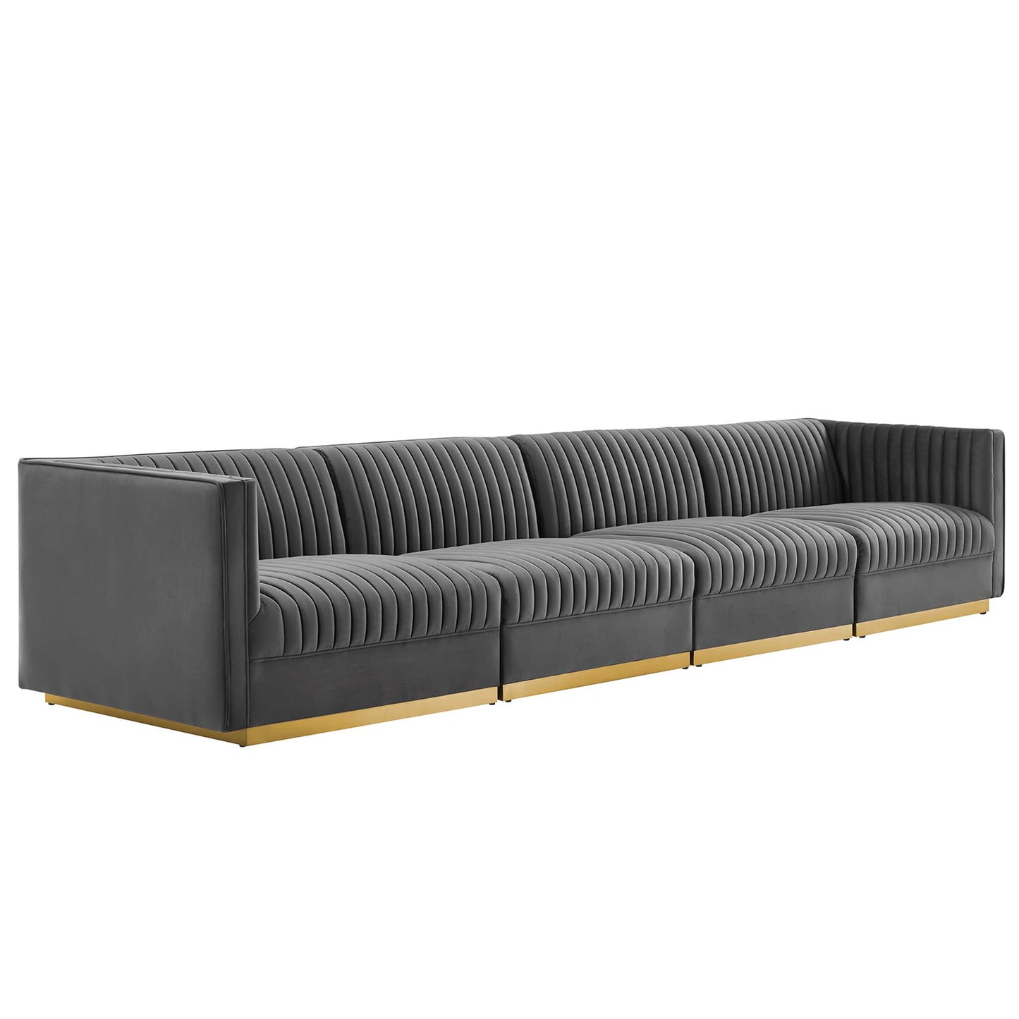 Sanguine Channel Tufted Performance Velvet 4-Seat Modular Sectional Sofa by Modway