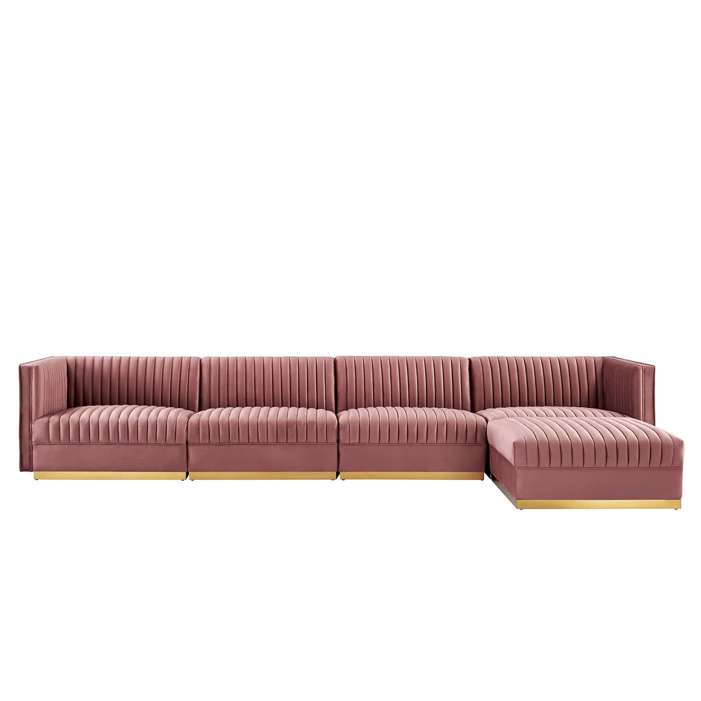 Sanguine 5-Piece Channel Tufted Performance Velvet Modular Sectional Sofa by Modway