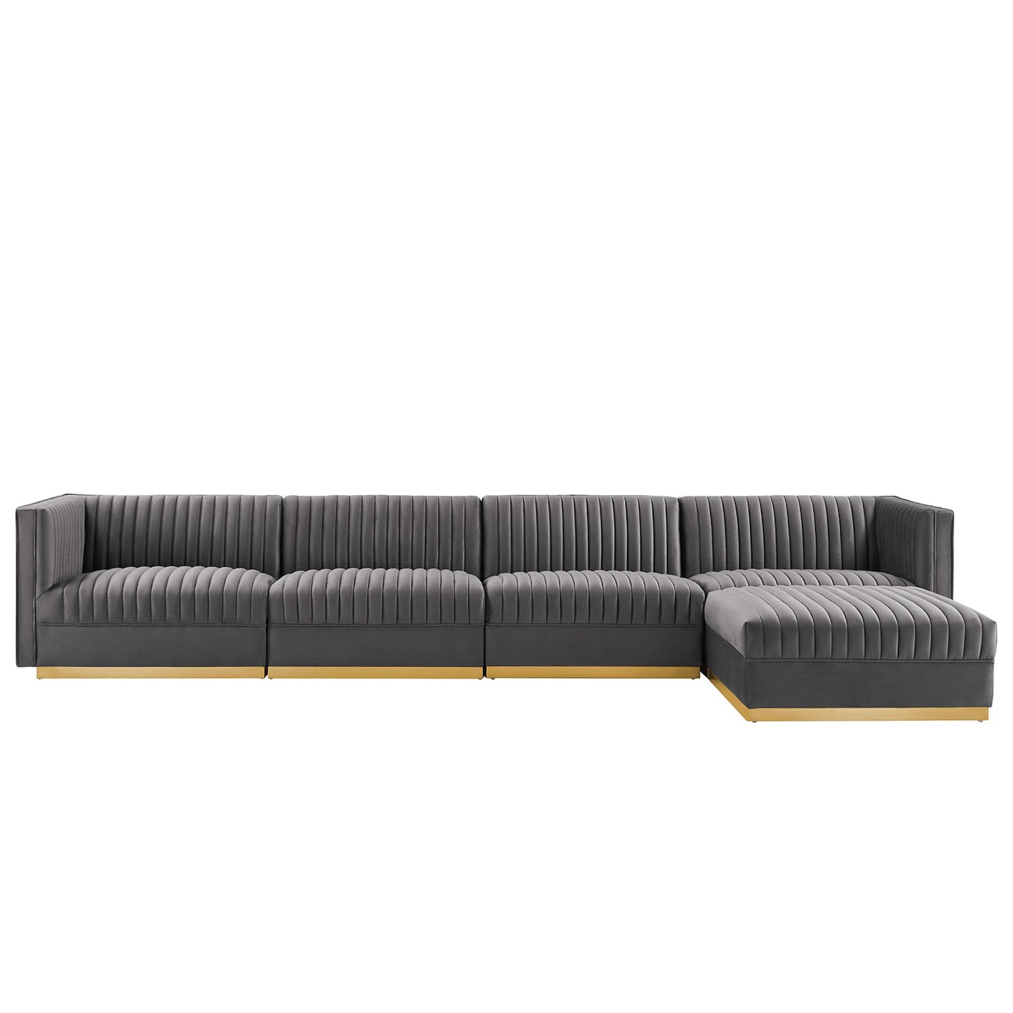 Sanguine 5-Piece Channel Tufted Performance Velvet Modular Sectional Sofa by Modway